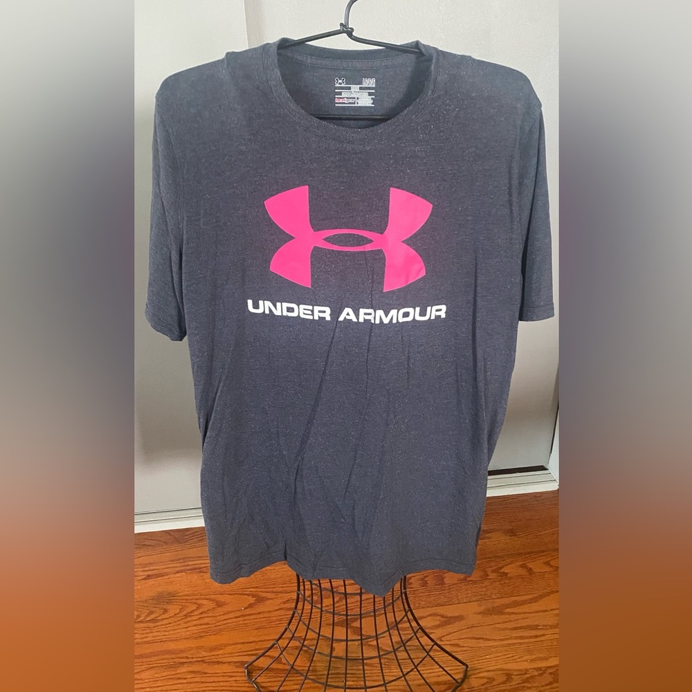 Under Armour Women’s Gray and Pink Logo T-Shirt